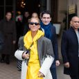 Céline Dion quitte l'hôtel de Crillon pour se rendre à l'hôtel Plaza Athénée à Paris le 29 janvier 2019