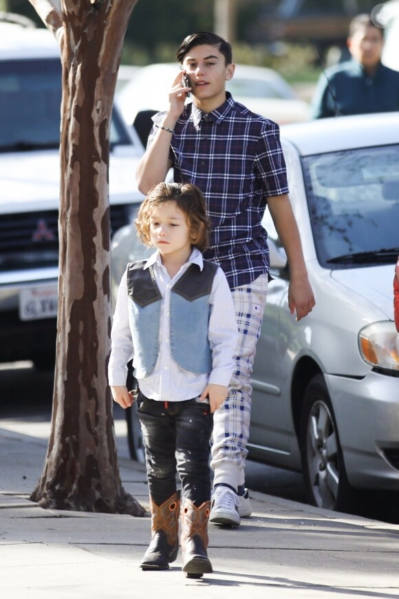 Kingston Rossdale, Apollo Rossdale - Gwen Stefani se rend avec ses enfants à une messe dominicale à Los Angeles. Le 27 janvier 2019