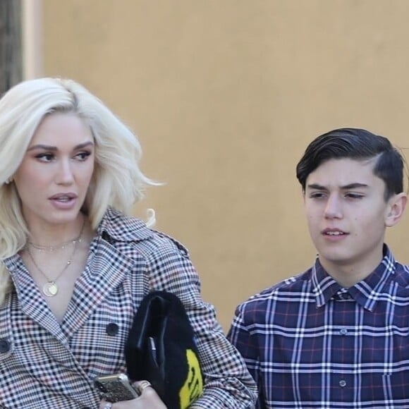 Gwen Stefani et son fils Kingston - Gwen Stefani se rend avec ses enfants à une messe dominicale à Los Angeles. Le 27 janvier 2019