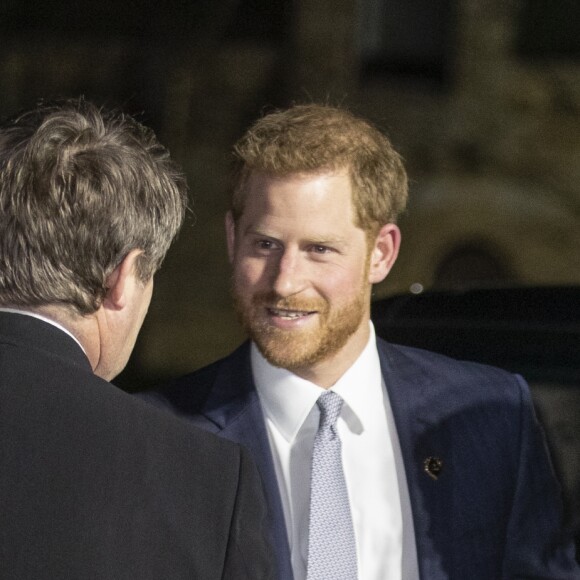 Le prince Harry et Meghan Markle, enceinte, arrivent au musée d'histoire naturelle pour assister à la soirée de gala The Wider Earth à Londres le 12 février 2019.