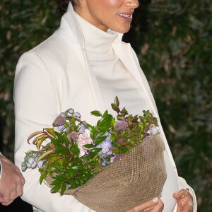 Le prince Harry et Meghan Markle, enceinte, arrivent au musée d'histoire naturelle pour assister à la soirée de gala The Wider Earth à Londres le 12 février 2019.