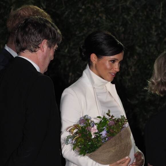 Le prince Harry et Meghan Markle, enceinte, arrivent au musée d'histoire naturelle pour assister à la soirée de gala The Wider Earth à Londres le 12 février 2019.