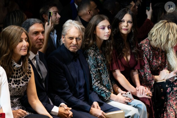 Michael Douglas, Catherine Zeta-Jones et leur fille Carys au défilé de mode Michael Kors Collection automne hiver 2019/2020 lors de la fashion week de New York le 13 février 2019.