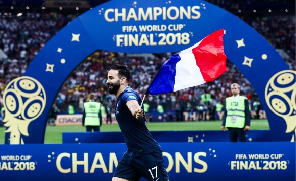 Adil Rami - Finale de la Coupe du Monde de Football 2018 en Russie à Moscou, opposant la France à la Croatie (4-2). Le 15 juillet 2018.