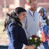 Le prince Harry, duc de Sussex et Meghan Markle (enceinte), duchesse de Sussex en visite dans un pensionnat à Asli lors de leur voyage officiel au Maroc. Le 24 février 2019