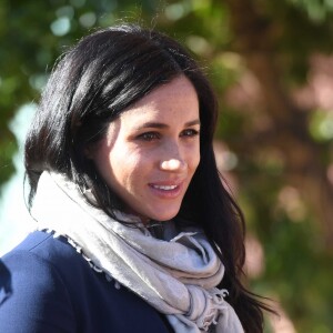 Meghan Markle (enceinte), duchesse de Sussex en visite dans un pensionnat à Asli lors de leur voyage officiel au Maroc. Le 24 février 2019 24 February 2019.