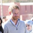 Le prince Harry, duc de Sussex et Meghan Markle (enceinte), duchesse de Sussex en visite dans un pensionnat à Asli lors de leur voyage officiel au Maroc. Le 24 février 2019