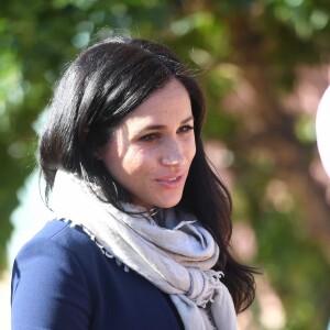 Meghan Markle (enceinte), duchesse de Sussex en visite dans un pensionnat à Asli lors de leur voyage officiel au Maroc. Le 24 février 2019 24 February 2019.