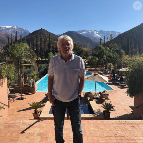 Sir Richard Branson en 2017 à la Kasbah Tamadot, à Asni au Maroc, hôtel de luxe 5* de Virgin Limited Edition. Photo Instagram.