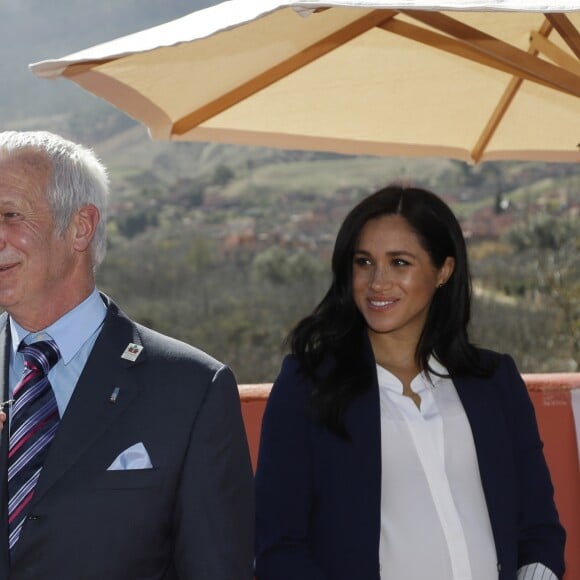 Meghan Markle, duchesse de Sussex, enceinte, et le prince Harry à Asni au Maroc le 24 février 2019.