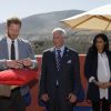 Meghan Markle, duchesse de Sussex, enceinte, et le prince Harry à Asni au Maroc le 24 février 2019, lors de la remise des insignes d'OBE à Michael McHugo, fondateur de l'association Education For All.