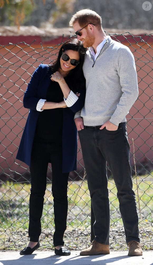 Meghan Markle, duchesse de Sussex, enceinte, et le prince Harry à Asni au Maroc le 24 février 2019.