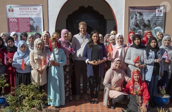 Meghan Markle, duchesse de Sussex, enceinte, et le prince Harry à Asni au Maroc le 24 février 2019.