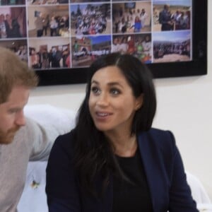 Meghan Markle, duchesse de Sussex, enceinte, et le prince Harry à Asni au Maroc le 24 février 2019.