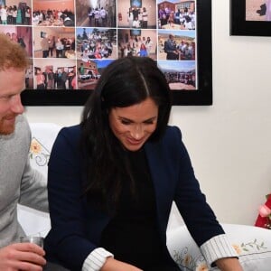 Meghan Markle, duchesse de Sussex, enceinte, et le prince Harry à Asni au Maroc le 24 février 2019.