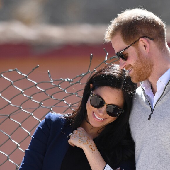 Meghan Markle, duchesse de Sussex, enceinte, et le prince Harry à Asni au Maroc le 24 février 2019.