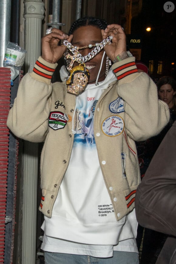 Exclusif - A$AP Rocky à la sortie de la soirée "La Nuit by Sofitel" au Pavillon Cambon à Paris, le 28 février 2019.