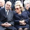 Jacques et Bernadette Chirac - Obseques de Antoine Veil au cimetiere du Montparnasse a Paris. Le 15 avril 2013.