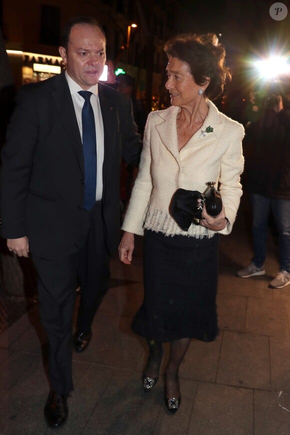 Paloma O'Shea à Madrid le 6 mars 2019 lors de la soirée du 80e anniversaire de l'infante Margarita de Bourbon à son domicile dans le quartier de Salamanque.