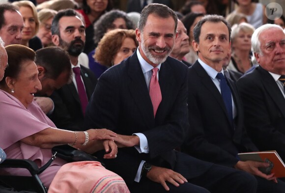 Le roi Felipe VI d'Espagne, l'infante Margarita et son mari Carlos Zurita - Hommage à l'Hispanisme international au palais El Pardo à Madrid. Le 26 septembre 2018.