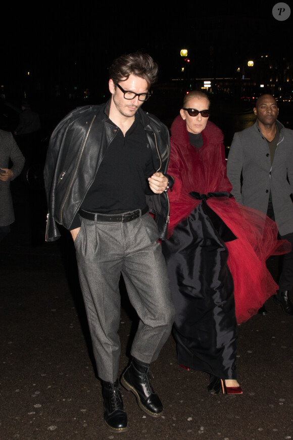 Céline Dion et Pepe Munoz arrivent au restaurant Girafe à Paris, France, le 27 janvier 2019.