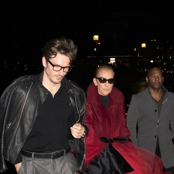 Céline Dion et Pepe Munoz arrivent au restaurant Girafe à Paris, France, le 27 janvier 2019.
