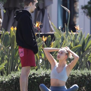 Justin Bieber et sa femme Hailey Bieber (née Baldwin) profitent du soleil à Laguna Beach. Los Angeles, le 16 mars 2019.
