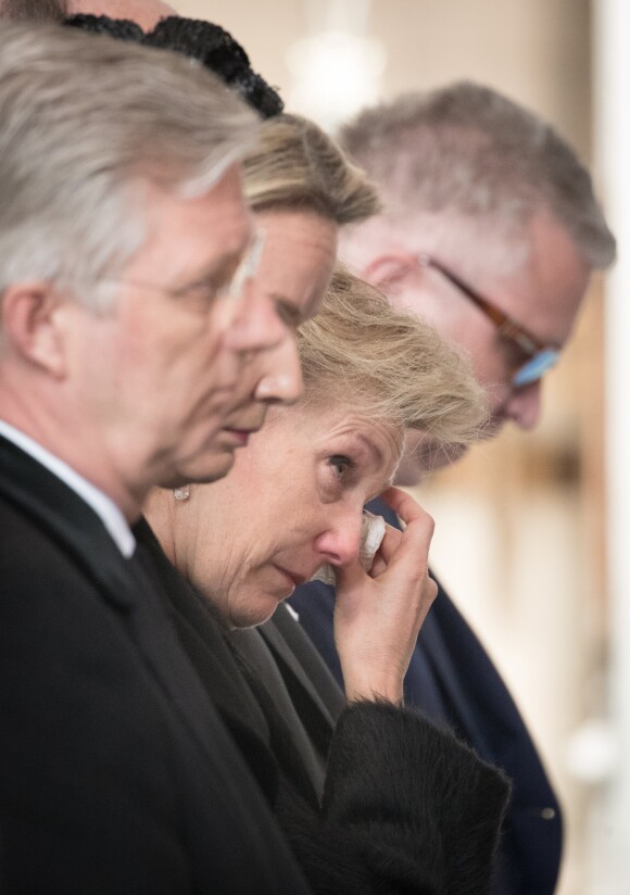 La princesse Astrid de Belgique est apparue bouleversée lors des obsèques du cardinal Godfried Danneels, décédé le 14 mars à l'âge de 85 ans, célébrées à la cathédrale Saint-Rombaut de Malines le 22 mars 2019.