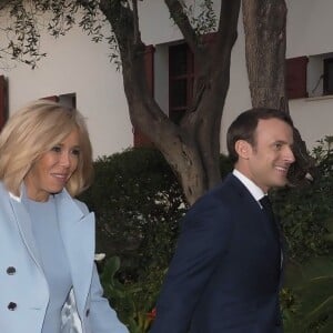 Le président de la République française Emmanuel Macron et sa femme la première dame Brigitte Macron reçoivent son homologue le président de la république populaire de Chine Xi Jinping et sa femme la première dame Peng Liyuan pour une visite de la villa Kérylos avant un dîner privé à Beaulieu-sur-Mer, le 24 mars 2019. © Laurent Vu/Pool/Bestimage