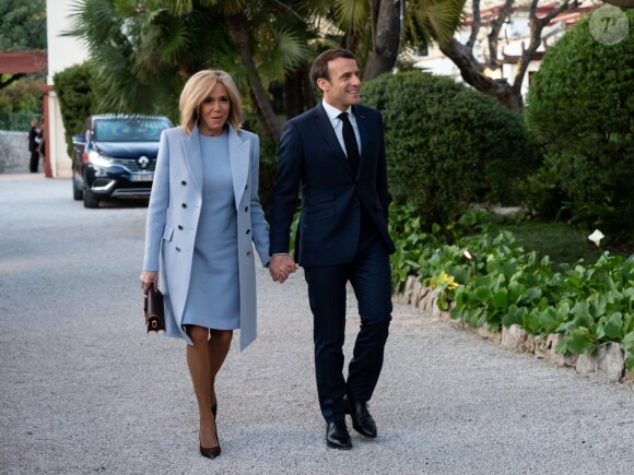Le président de la République française Emmanuel Macron et sa femme la première Dame Brigitte Macron reçoivent son homologue le président de la république populaire de Chine Xi Jinping et sa femme la première dame Peng Liyuan pour une visite de la villa Kérylos avant un dîner privé à Beaulieu-sur-Mer, le 24 mars 2019. © Laurent Vu/Pool/Bestimage