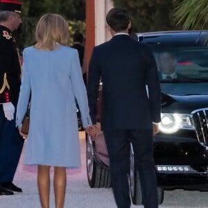 Le président de la République française Emmanuel Macron et sa femme la première dame Brigitte Macron reçoivent son homologue le président de la république populaire de Chine Xi Jinping et sa femme la première dame Peng Liyuan pour une visite de la villa Kérylos avant un dîner privé à Beaulieu-sur-Mer, le 24 mars 2019. © Laurent Vu/Pool/Bestimage