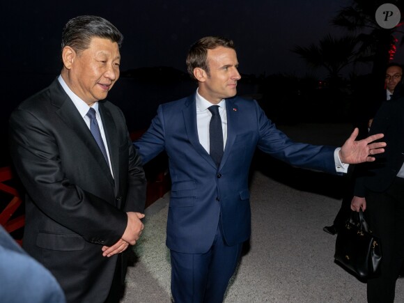 Le président de la République française Emmanuel Macron et sa femme la première dame Brigitte Macron reçoivent son homologue le président de la république populaire de Chine Xi Jinping et sa femme la première dame Peng Liyuan pour une visite de la villa Kérylos avant un dîner privé à Beaulieu-sur-Mer, le 24 mars 2019. © Laurent Vu/Pool/Bestimage