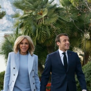 Le président de la République Française Emmanuel Macron et la première dame Brigitte Macron reçoivent président de la République populaire de Chine, Xi Jinping et la première dame Peng Liyuan, à la villa Kerylos de Beaulieu-sur-mer, le 24 mars 2019. © Sébastien Botella/Nice Matin/Bestimage