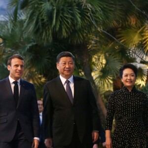 Le président de la République Française Emmanuel Macron et la première dame Brigitte Macron reçoivent président de la République populaire de Chine, Xi Jinping et la première dame Peng Liyuan, à la villa Kerylos de Beaulieu-sur-mer, le 24 mars 2019. © Sébastien Botella/Nice Matin/Bestimage