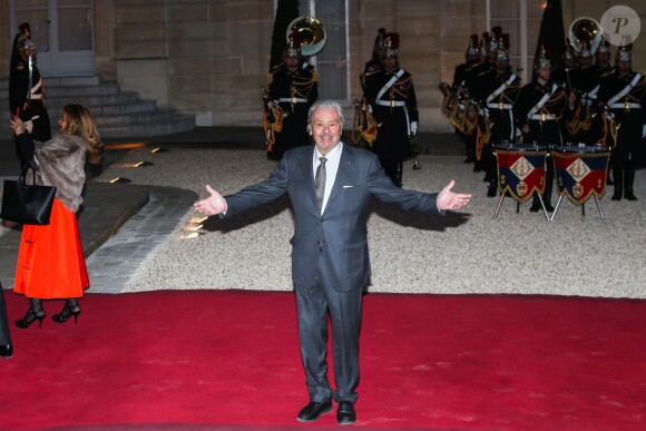 Alain Delon - Arrivées au dîner d'état en l’honneur du président de la république de Chine X.Jinping au Palais de L’Elysée, Paris, le 25 mars 2019. ©Dominique Jacovides / BestImage