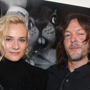 Diane Kruger, Norman Reedus - L'acteur Américain Norman Reedus de la série Américaine "The Walking Dead" lors du vernissage de son exposition photo 'The sun's coming up ...like a big bald head' avec Diane Kruger à la Galerie Hors Champs à Paris le 15 Décembre 2016. © Denis Guignebourg/Bestimage