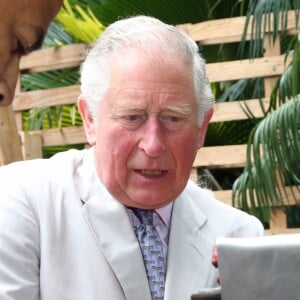 Le prince Charles, prince de Galles, et Camilla Parker Bowles, duchesse de Cornouailles, visitent un restaurant typique, un paladar, lors de leur voyage officiel à Cuba, à La Havane, le 27 mars 2019.