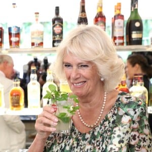 Le prince Charles, prince de Galles, et Camilla Parker Bowles, duchesse de Cornouailles, visitent un restaurant typique, un paladar, lors de leur voyage officiel à Cuba, à La Havane, le 27 mars 2019.