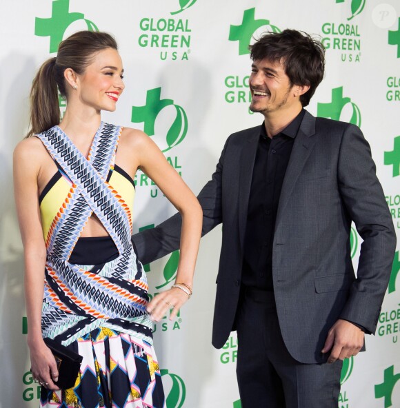 Miranda Kerr et Orlando Bloom à la 10e ceremonie annuelle pre Oscar "Global Green" a Hollywood, le 20 fevrier 2013.