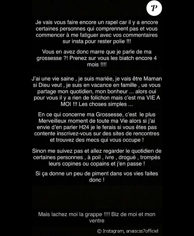 Anaïs Camizuli pousse un coup de gueule - Instagram, 30 mars 2019