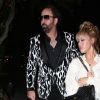 Exclusif - Nicolas Cage est allé dîner avec sa compagne Erika Koike à Beverly Hills, le 21 mai 2018. Il porte une veste à motif zèbre.