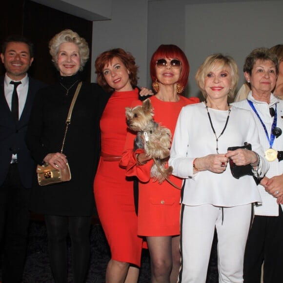 Jérôme Anthony, Danièle Gilbert, Sylvie Malys, Sophie Darel et Corinne Veyssière lors de la soirée des 30 ans de l'Association des Gouvernantes Générales de l'Hôtellerie dans les salons de l'hôtel des Arts et Métiers à Paris, le 29 mars 2019. © Philippe Baldini/Bestimage