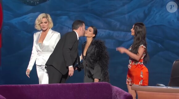 Khloé, Kourtney et Kim Kardashian sur le plateau de l'émission "Jimmy Kimmel Live!", le 2 avril 2019.