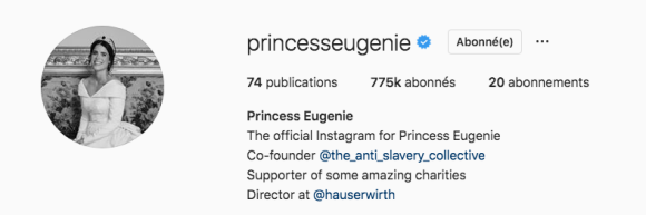 La princesse Eugenie dévoile une nouvelle photo officielle de son mariage sur Instagram, avril 2019.
