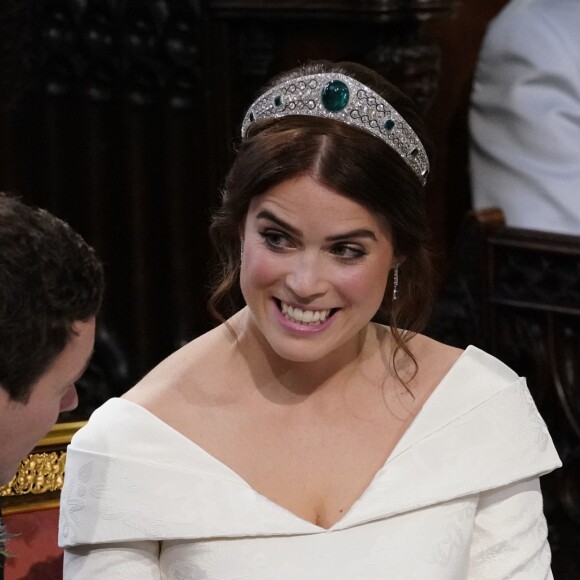 La princesse Eugenie d'York et son mari Jack Brooksbank - Cérémonie de mariage de la princesse Eugenie d'York et Jack Brooksbank en la chapelle Saint-George au château de Windsor le 12 octobre 2018.