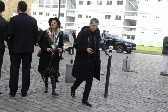 Marion Cotillard et son compagnon Guillaume Canet à la sortie de l'hommage à Agnès Varda dans la Cinémathèque française avant ses obsèques au cimetière du Montparnasse à Paris, France, le 2 avril 2019