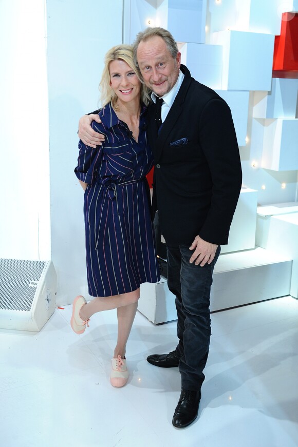 Exclusif - Hélène Gateau et Benoit Poelvoorde - Enregistrement de l'émission "Vivement Dimanche" au studio Gabriel, présentée par M.Drucker et diffusée le 7 avril sur France 2. Le 20 mars 2019 © Guillaume Gaffiot / Bestimage