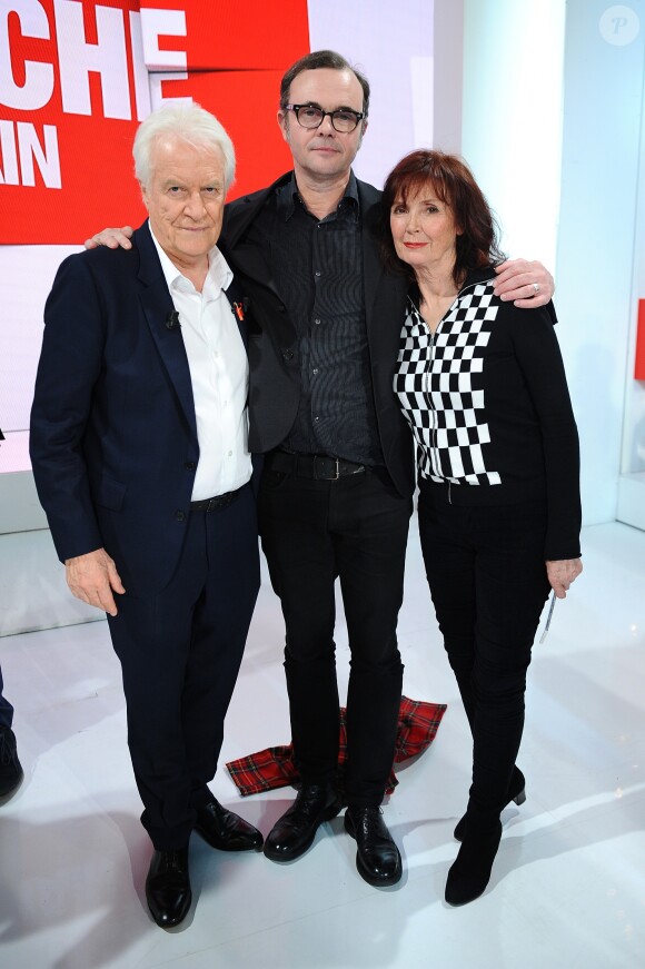 Exclusif - Eric Berger, André Dussollier et Sabine Azéma pour le film Tanguy 2 - Enregistrement de l'émission "Vivement Dimanche prochain" au studio Gabriel, présentée par M.Drucker et diffusée le 7 avril sur France 2. Le 20 mars 2019 © Guillaume Gaffiot / Bestimage