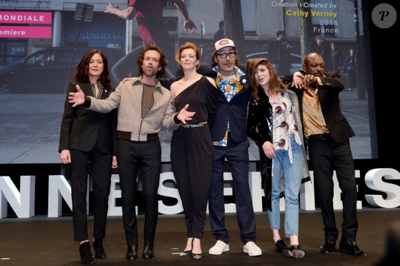 Cathy Verney, Romain Duris, Céline Sallette, Philippe Rebbot, Flora Fischbach et Athaya Mokonzi - Soirée d'ouverture de la 2e édition du "Canneséries" au palais des Festivals à Cannes, France, le 5 avril 2019. © Rachid Bellak/Bestimage