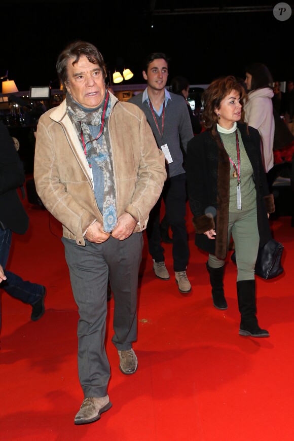 Bernard Tapie avec sa femme Dominique et le compagnon de sa fille sophie, Raphaël Goehrs - Dans le cadre du Gucci Paris Masters a eu lieu l'epreuve "Style & Competition for AMADE" a Villepinte le 7 décembre 2013.
